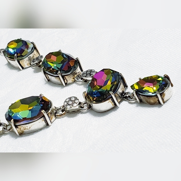 Multicolor Rainbow Rhinestone Necklace - Picture 2 of 5